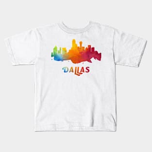 Dallas Skyline Watercolor Style Kids T-Shirt